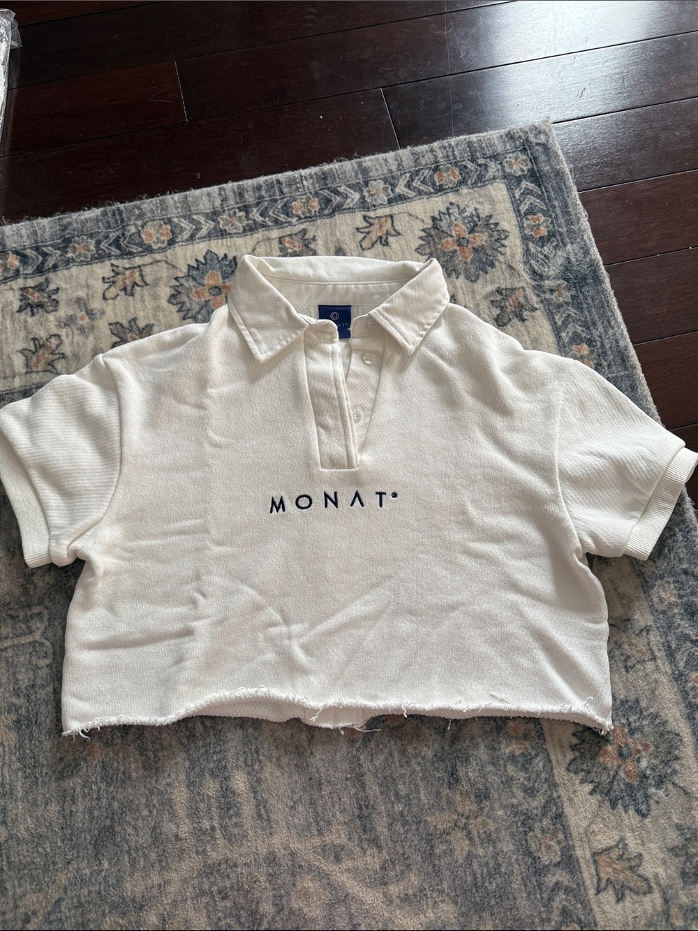 MONAT Cropped Polo Top in Off-White